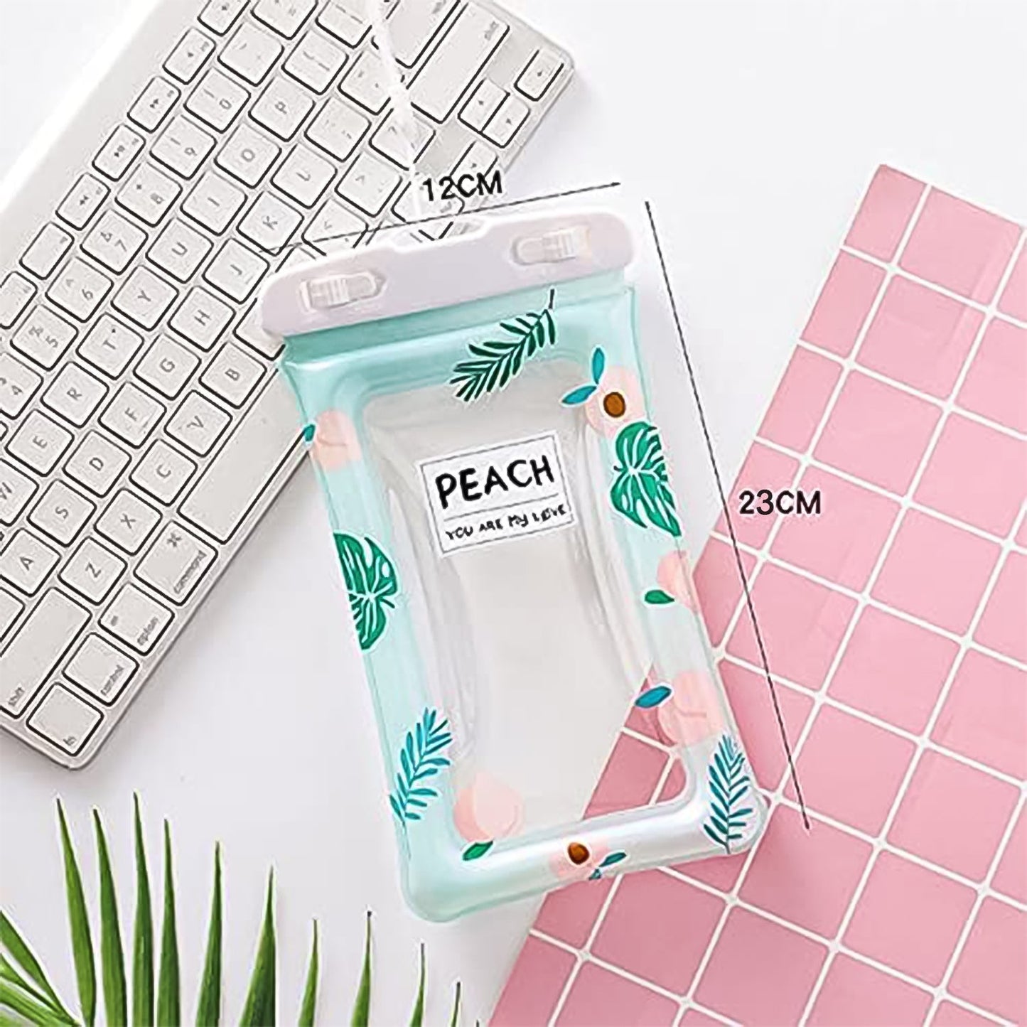 Peach Transparent Waterproof Phone Holder
